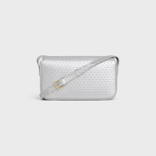 SHOULDER BAG CLAUDE in LAMINATED CALFSKIN WITH TRIOMPHE ALL-OVER