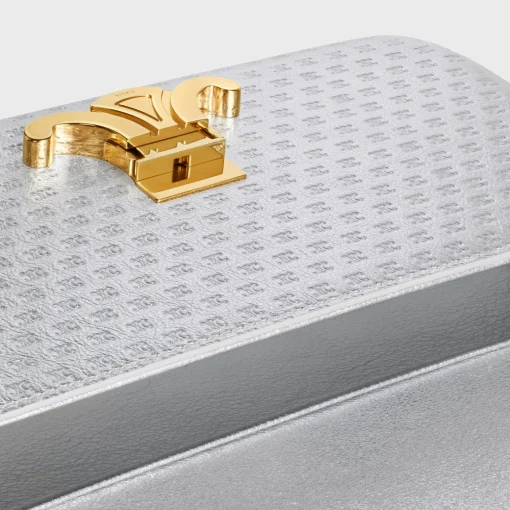 SHOULDER BAG CLAUDE in LAMINATED CALFSKIN WITH TRIOMPHE ALL-OVER