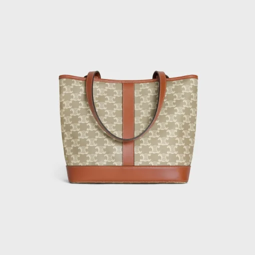 SMALL CABAS in Triomphe Canvas and calfskin