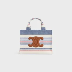 small cabas thais in STRIPED TEXTILE AND CALFSKIN