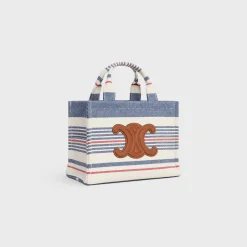 small cabas thais in STRIPED TEXTILE AND CALFSKIN