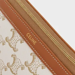 SMALL COSMETIC POUCH IN TRIOMPHE CANVAS AND CALFSKIN