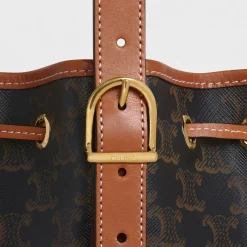 Small Drawstring bag in Triomphe Canvas and calfskin