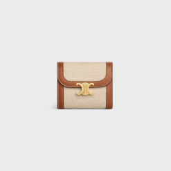 Small Flap Wallet TRIOMPHE in textile and calfskin