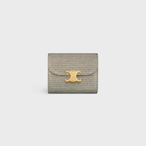 Small Flap Wallet TRIOMPHE in GLITTER TEXTILE