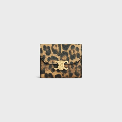 Small Flap Wallet TRIOMPHE in CELINE CANVAS WITH LEOPARD PRINT