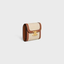 Small Flap Wallet TRIOMPHE in textile and calfskin