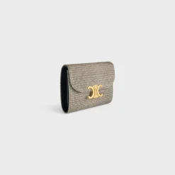 Small Flap Wallet TRIOMPHE in GLITTER TEXTILE