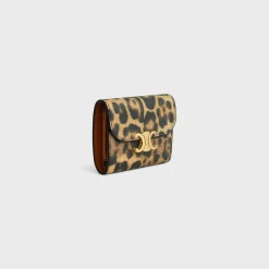 Small Flap Wallet TRIOMPHE in CELINE CANVAS WITH LEOPARD PRINT