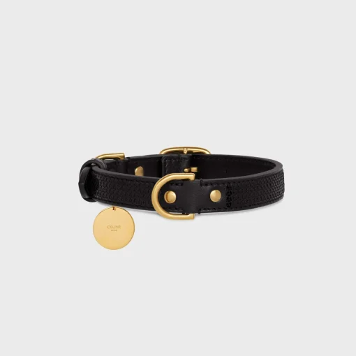 Small Thin Dog Collar in Sequins and Calfksin