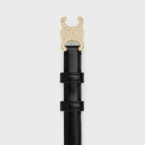 Small triomphe belt with strass in Taurillon Leather