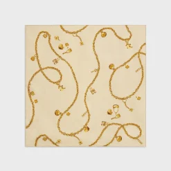 SQUARE IN CHAIN TASSELS SILK TWILL