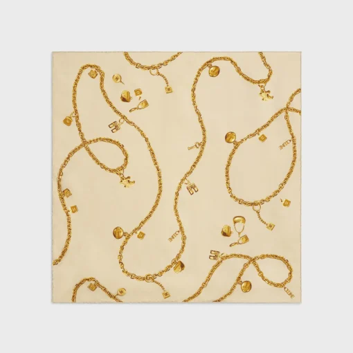 SQUARE IN CHAIN TASSELS SILK TWILL
