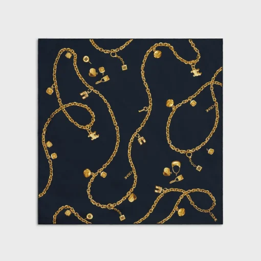SQUARE IN CHAIN TASSELS SILK TWILL