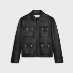 straight blouson jacket in soft lambskin