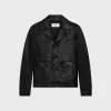 straight-cut blouson jacket in waxed lambskin
