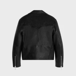 straight-cut blouson jacket in waxed lambskin