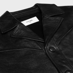 straight-cut blouson jacket in waxed lambskin