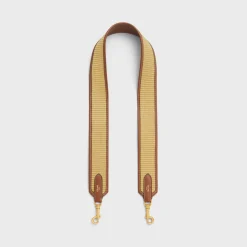 STRAP in raffia effect textile and calfskin with GOLD FINISHING