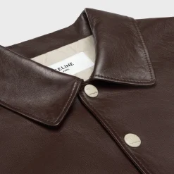 teddy jacket with shirt collar in soft lambskin