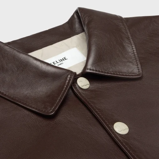 teddy jacket with shirt collar in soft lambskin