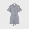 trapeze mini dress in striped cotton