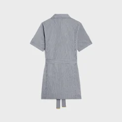 trapeze mini dress in striped cotton