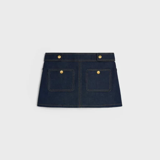 trapeze mini skirt in raw wash denim