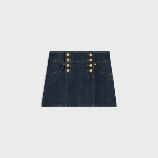 trapeze mini skirt in rinsed wash denim