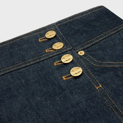 trapeze mini skirt in rinsed wash denim