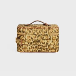 Travel vanity case in Triomphe canvas with leopard print and calfskin