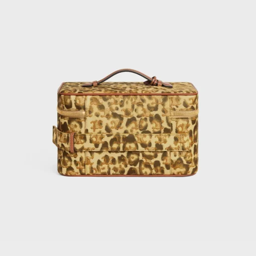Travel vanity case in Triomphe canvas with leopard print and calfskin