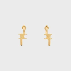 Triomphe Asymmetric Hoops in Brass with Gold Finish