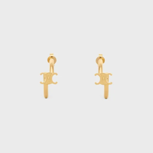 Triomphe Asymmetric Hoops in Brass with Gold Finish