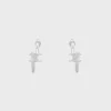 Triomphe Asymmetric Hoops in Brass with Rhodium Finish