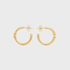 Triomphe Asymmetric Hoops in Brass with Gold Finish
