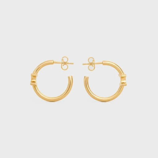 Triomphe Asymmetric Hoops in Brass with Gold Finish