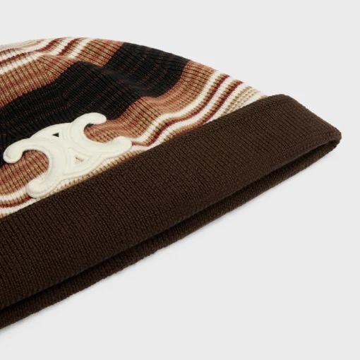 triomphe beanie in striped wool