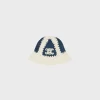 triomphe bucket hat in crocheted wool and denim