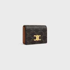TRIOMPHE BUSINESS CARD HOLDER in Triomphe Canvas AND Lambskin
