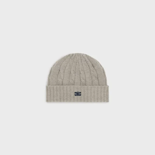 triomphe cable-knit beanie in cashmere