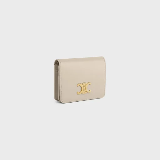 TRIOMPHE COMPACT WALLET in Shiny calfskin