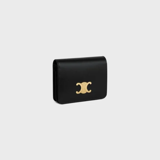 TRIOMPHE COMPACT WALLET in Shiny calfskin