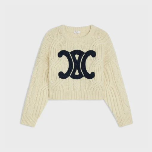 triomphe crew neck sweater in aran wool