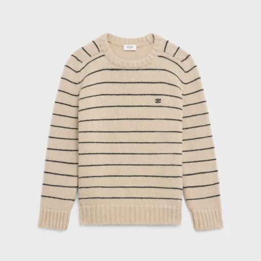 triomphe crew neck sweater in striped wool