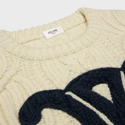 triomphe crew neck sweater in aran wool