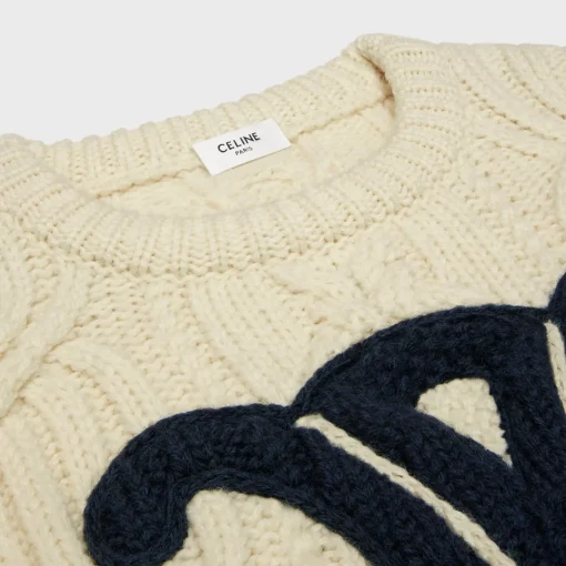 triomphe crew neck sweater in aran wool