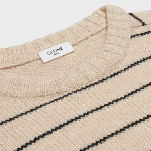triomphe crew neck sweater in striped wool