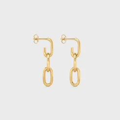 Triomphe Dangling Earrings in Brass with Gold finish