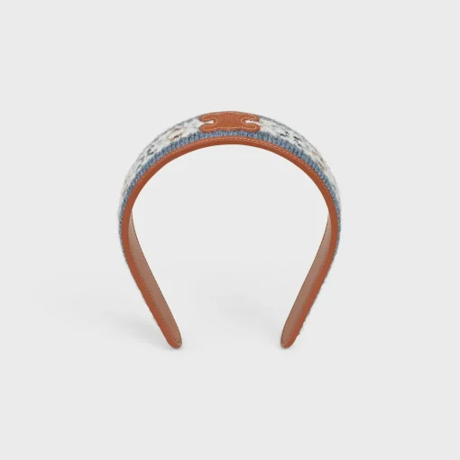 Triomphe Fair Isle Headband in Wool and Calfskin